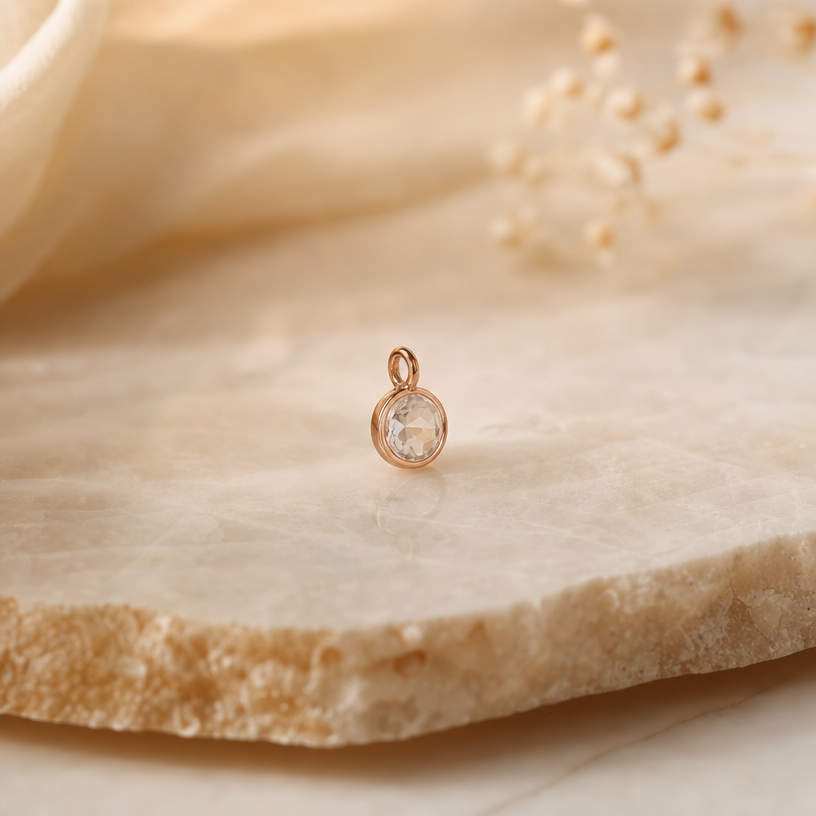 Roségoldener Geburtsstein-Charm für Permanent Jewelry